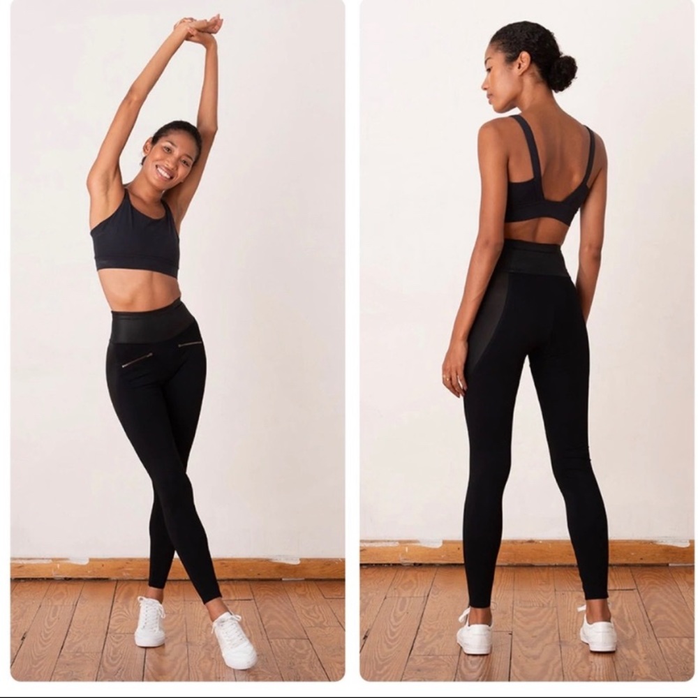 ADAY Throw It Higher Leggings Zip Front Detail w/ side pocket for phone Black M